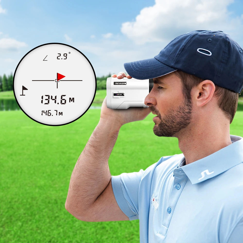 REVASRI Rechargeable Golf Laser Rangefinder 600m / 1000m with Flag Lock Vibration & 6X Magnification