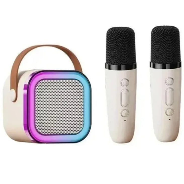 Portable Bluetooth Karaoke Speaker with 2 Wireless Microphones, RGB LED Party Lights & Extra Bass