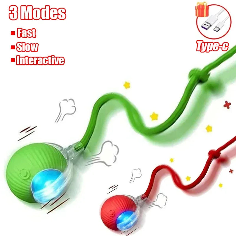 Smart Interactive Cat Ball Toy with Automatic Rolling, Mouse Tail, Rechargeable Quiet Play for Cats