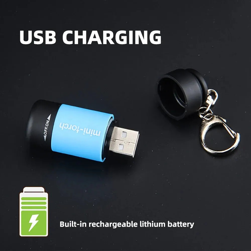 SHUSTAR Mini USB Rechargeable Flashlight Keychain Torch Portable LED Light for Camping and Outdoor