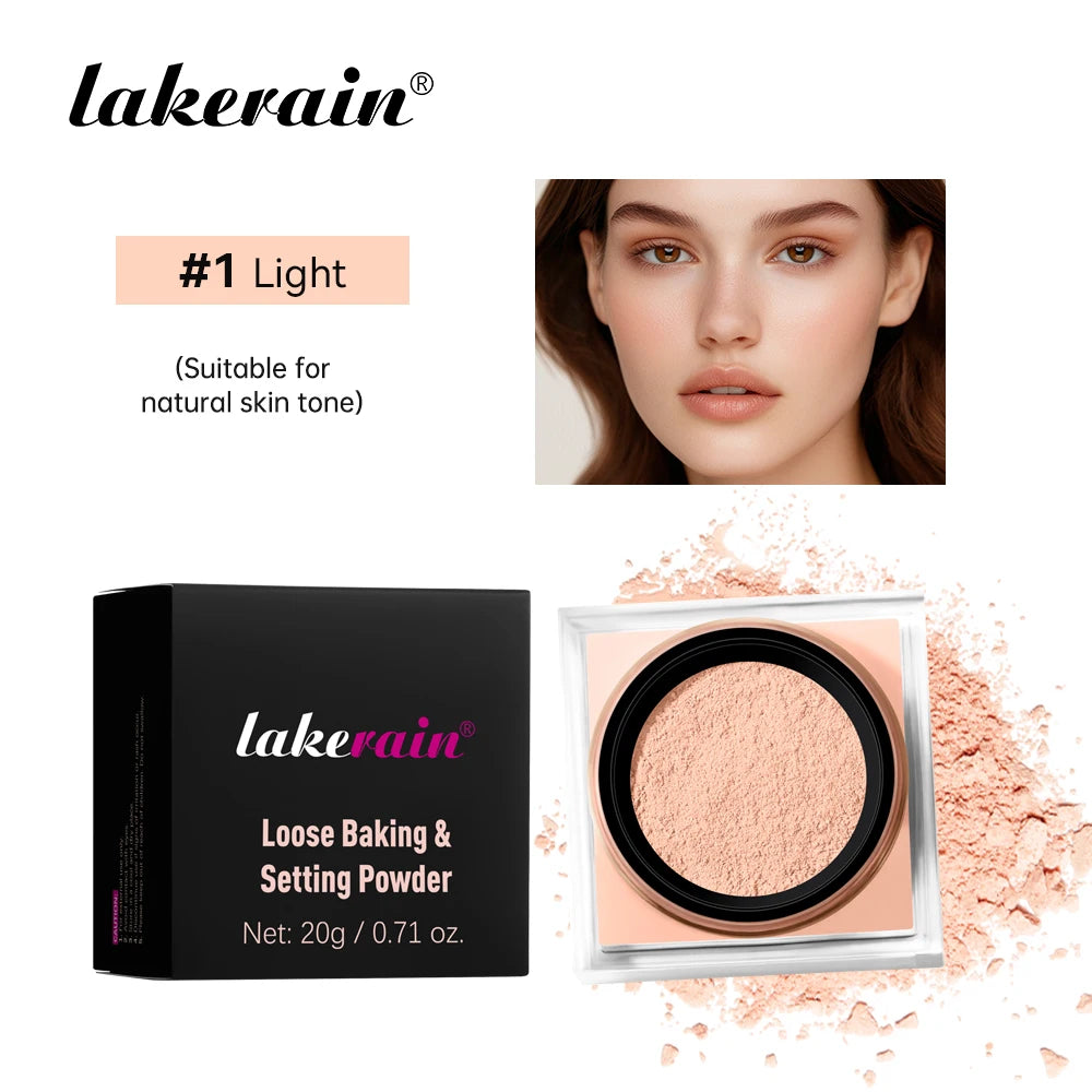 Loose Baking & Setting Powder by LAKERAIN – Long-Lasting Oil Control, Matte Finish, Smooth Texture