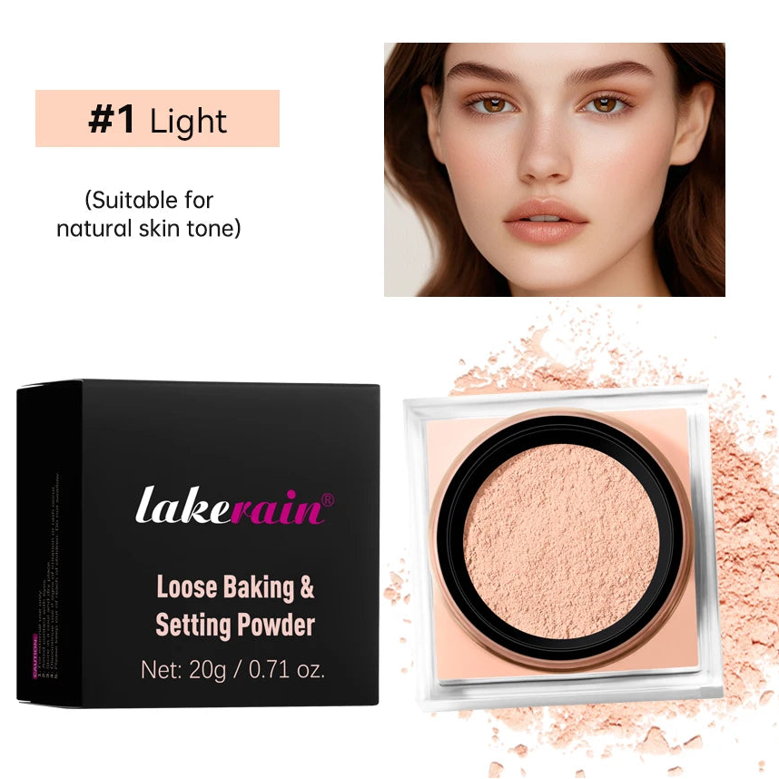 Loose Baking & Setting Powder by LAKERAIN – Long-Lasting Oil Control, Matte Finish, Smooth Texture