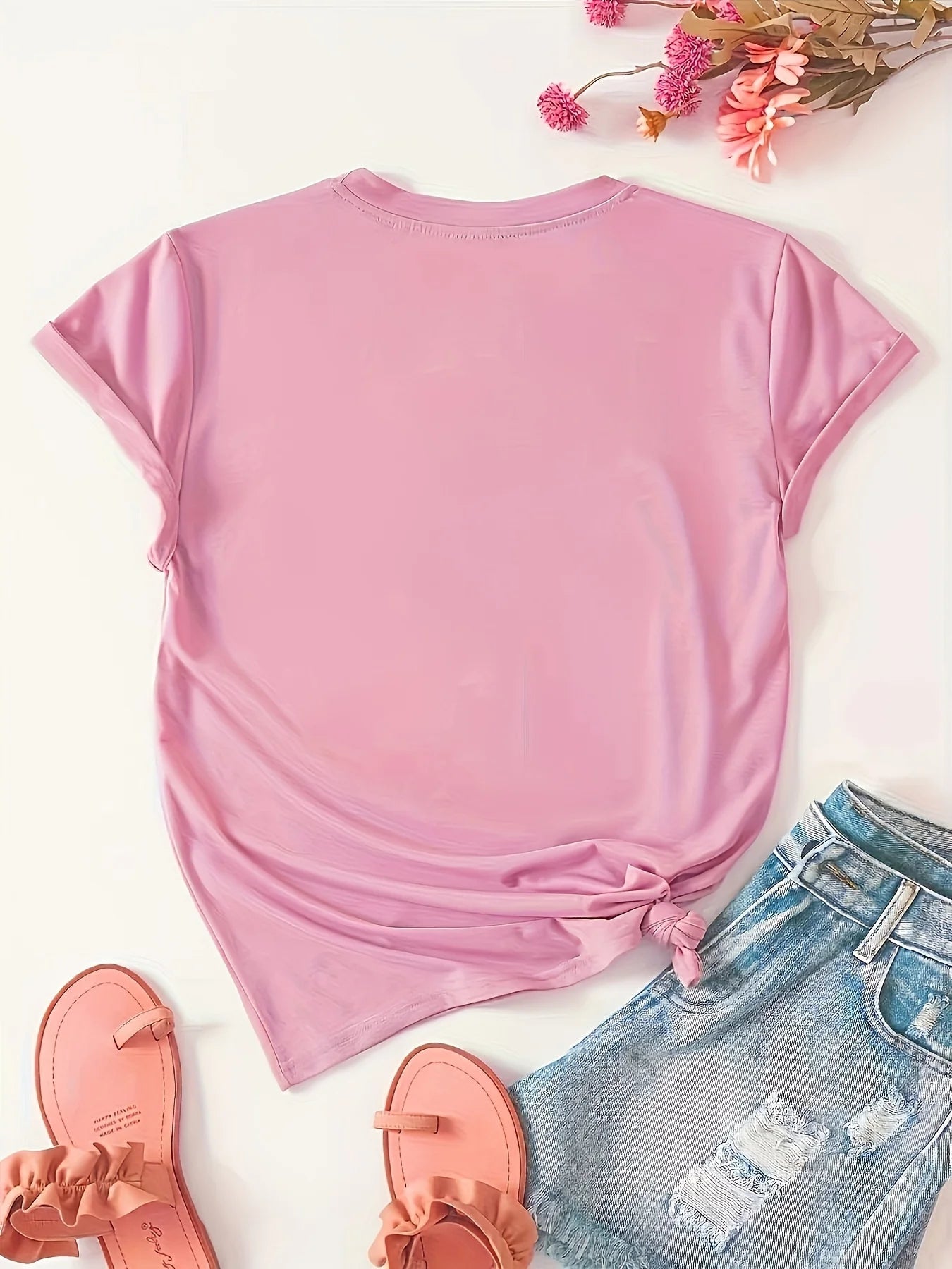 Stylish Women’s Short Sleeve Casual Round Neck Summer Sporty Paris Print Tee Breathable Soft Top