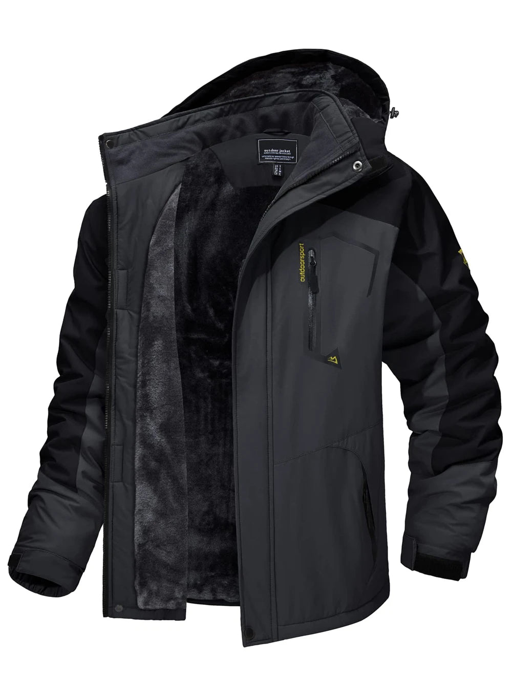Mens Waterproof Fleece Lined Winter Hiking Jacket Snowboard Ski Coat Removable Hood Outdoor Wear