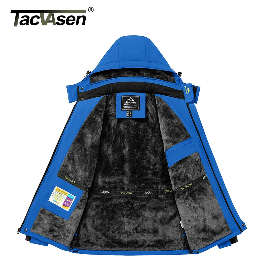 Men's Waterproof Ski Jacket Fleece Lined Winter Coat Hooded Outdoor Snow Windproof Parka Shell