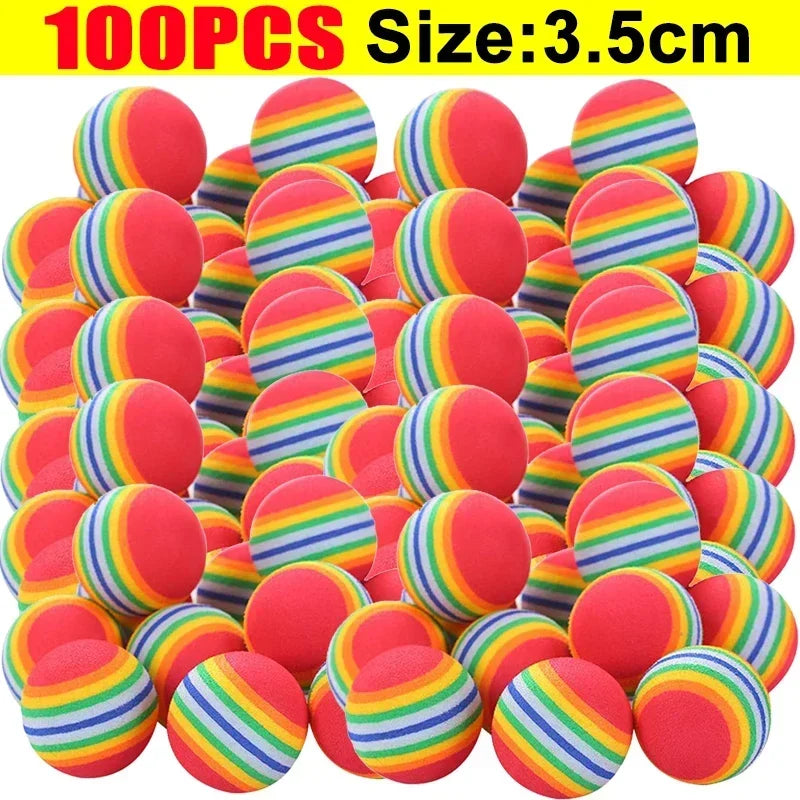 Rainbow EVA Pet Balls 3.5cm 10 Pack Soft Interactive Pet Toys for Play Exercise and Training
