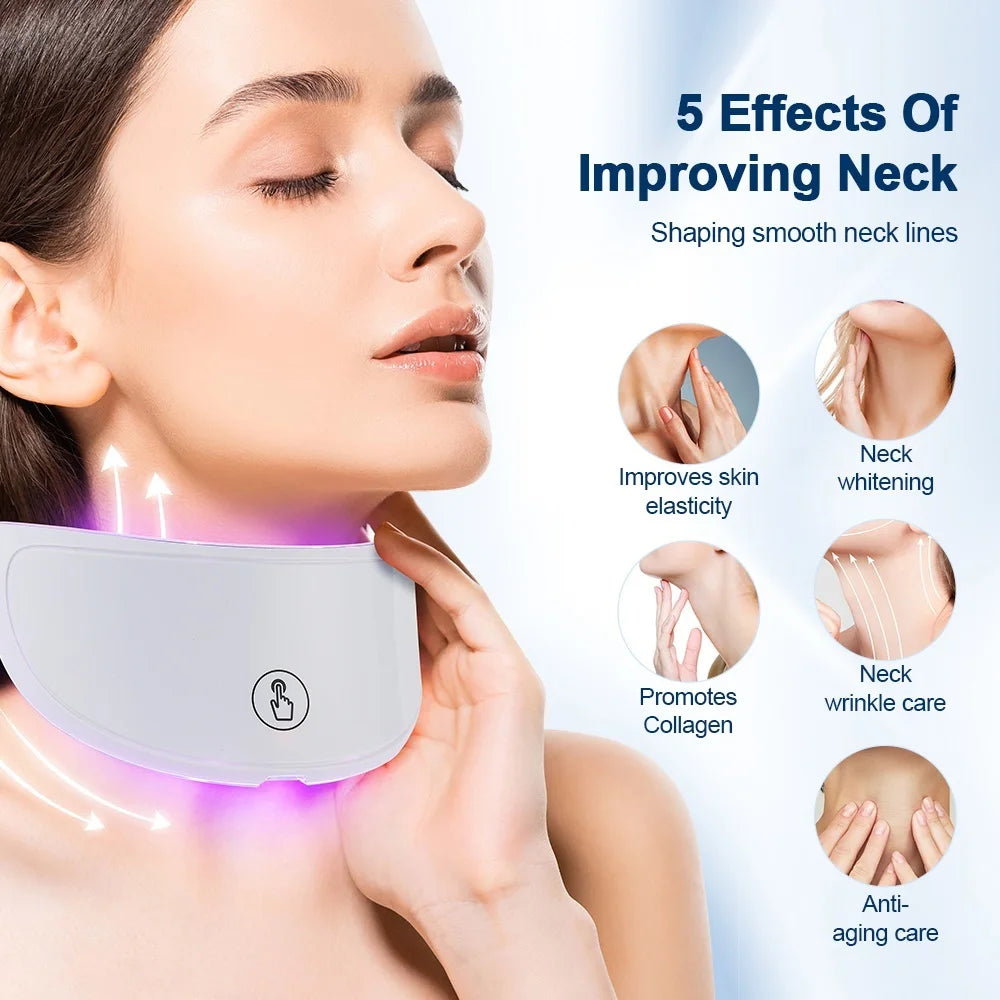 7 Colour LED Facial & Neck Light Therapy Mask Anti Ageing Skin Tightening Acne Care Home Use Device