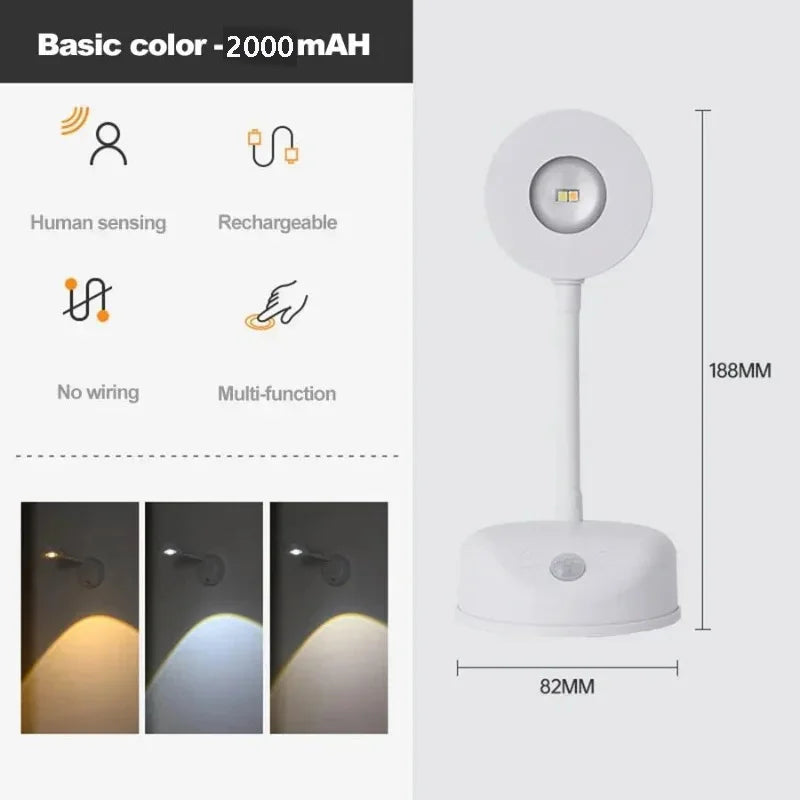 USB Rechargeable Motion Sensor Wall Light Dimmable LED Spotlight for Home Lighting & Artwork