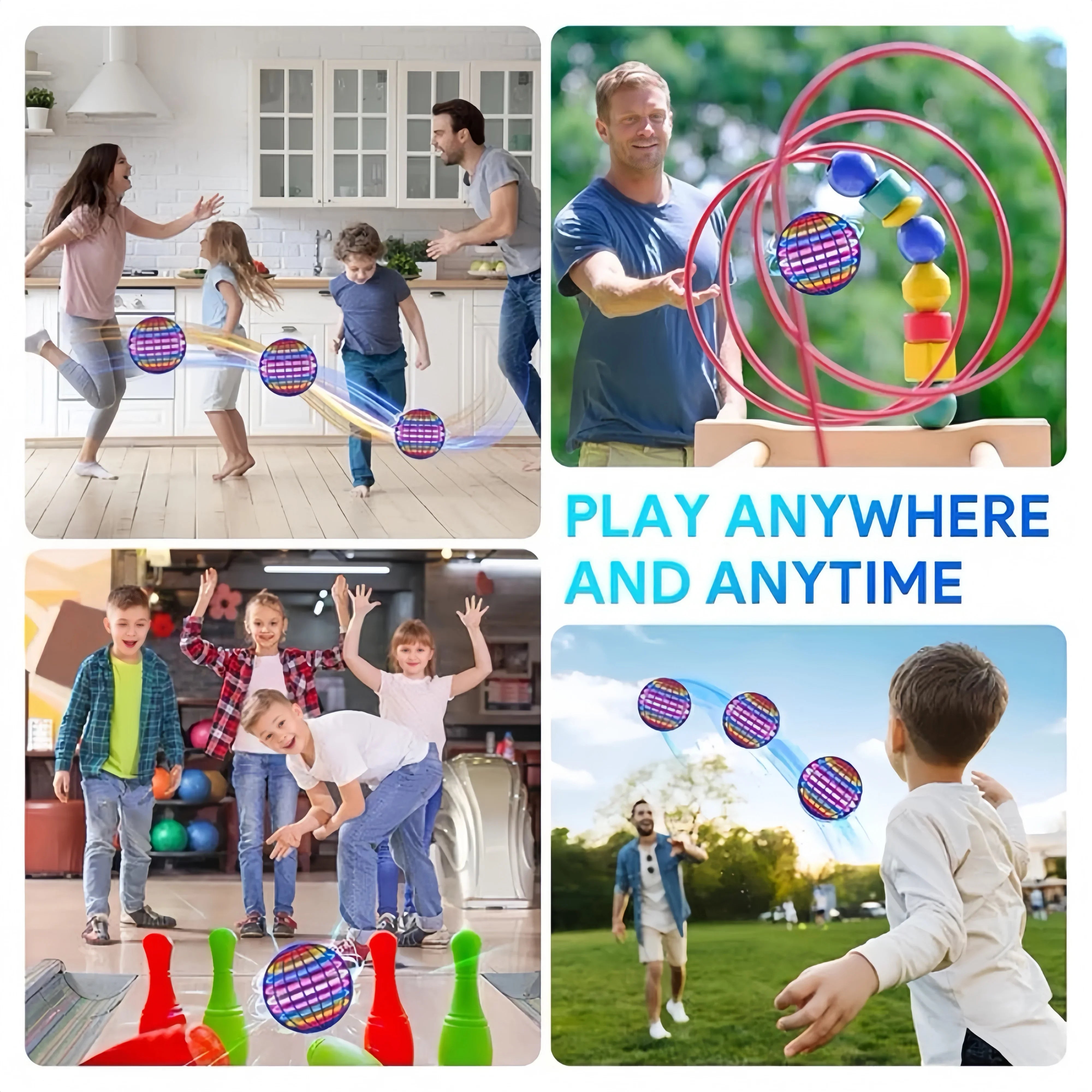 Flying Ball Toy - Hand Controlled Boomerang Drone with LED Lights Rechargeable Kids Gift