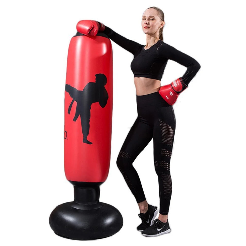 Inflatable Boxing Punching Bag 160cm Free Standing KO Style Martial Arts Training Column