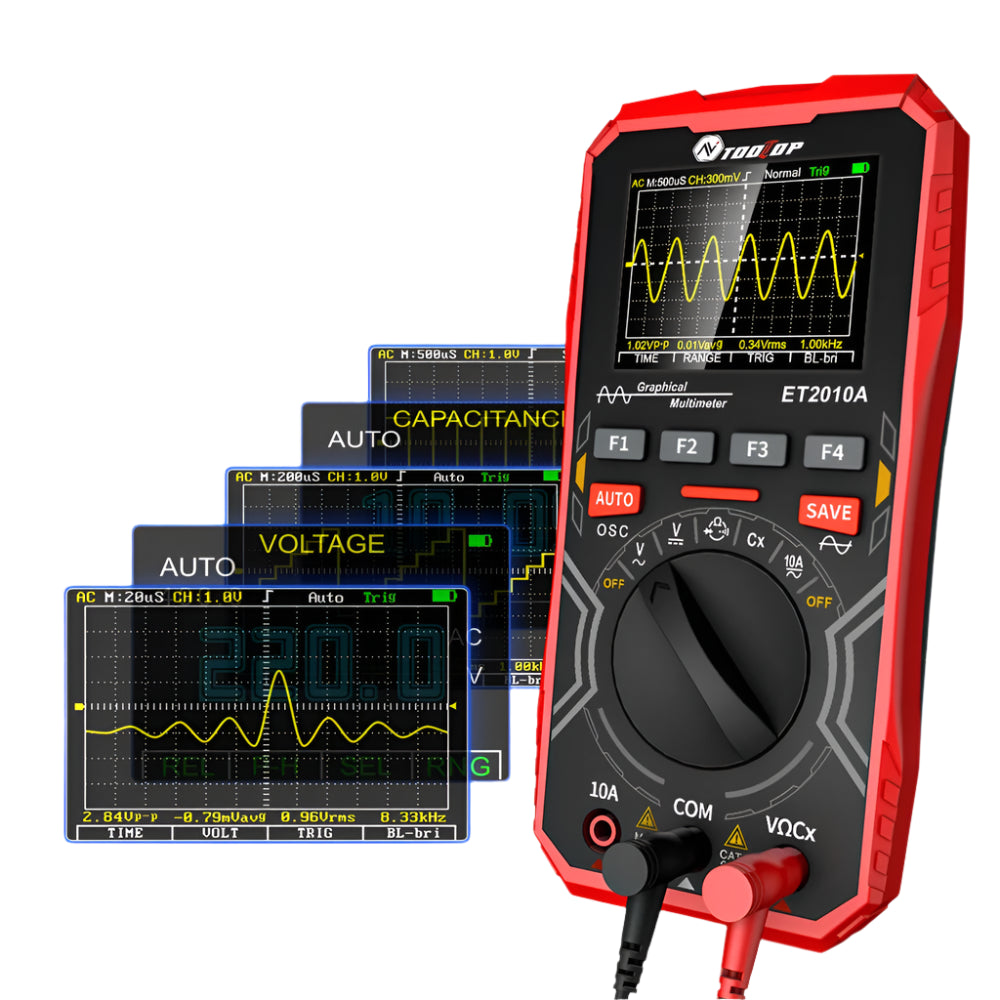TOOLTOP ET2010A 2-in-1 Digital Oscilloscope Multimeter – 2.5Msps, 1MHz Bandwidth, Portable Tester