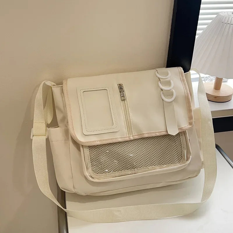 College Style Crossbody Bag with Ribbon Large Capacity JK Ita Shoulder Satchel for Class