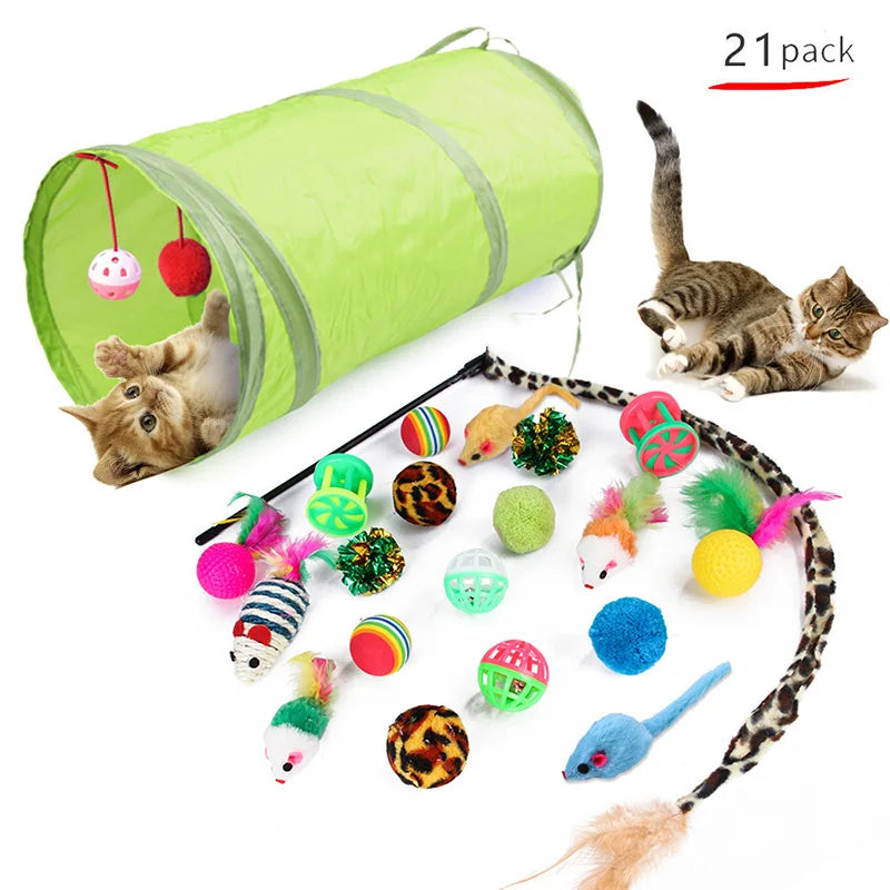 Kitten Toys Variety Pack Interactive Cat Toy Set with Balls, Sisal Mouse, Bell Toys for Cats