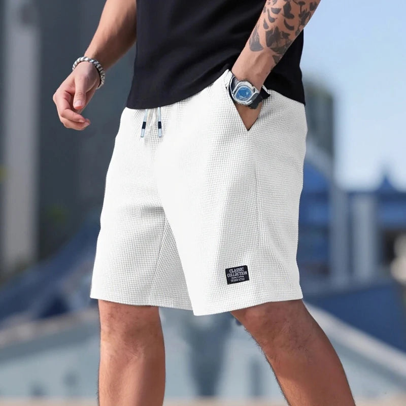 Men’s Breathable Textured Casual Sports Shorts, Summer Beach Wear, Daily Comfort & Active Lifestyle