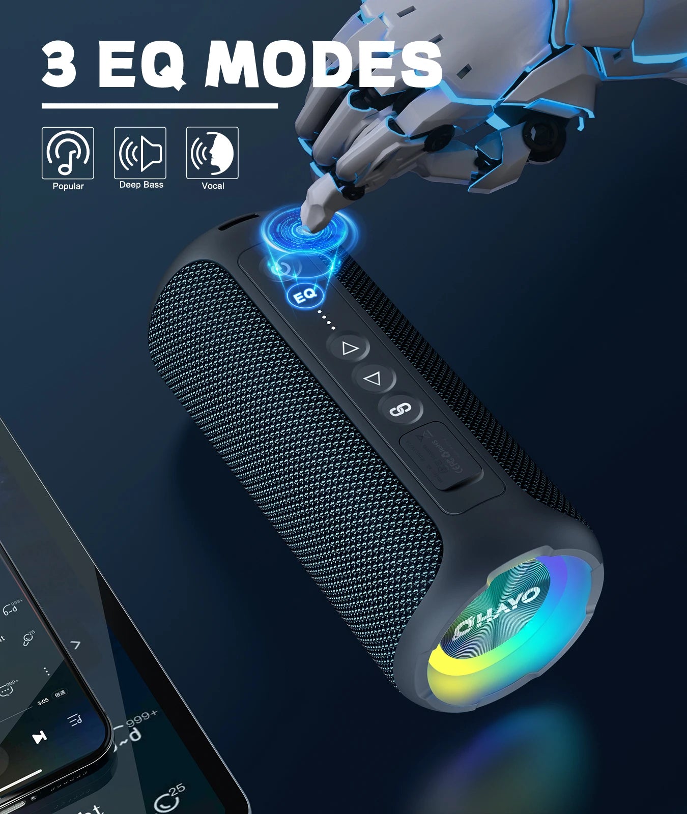 ORTIZAN X8 Pro Bluetooth Speaker 40W Waterproof Portable Deep Bass LED Lights Outdoor Sound