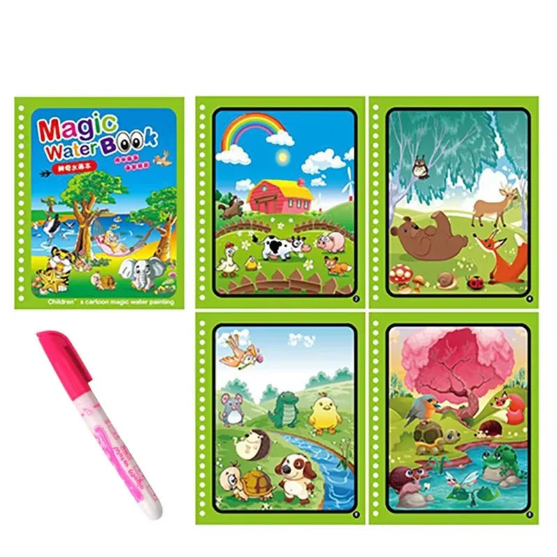 MAGICAL BOOK Reusable Water Drawing Montessori Toy Kids Sensory Colouring Book Early Education Gift