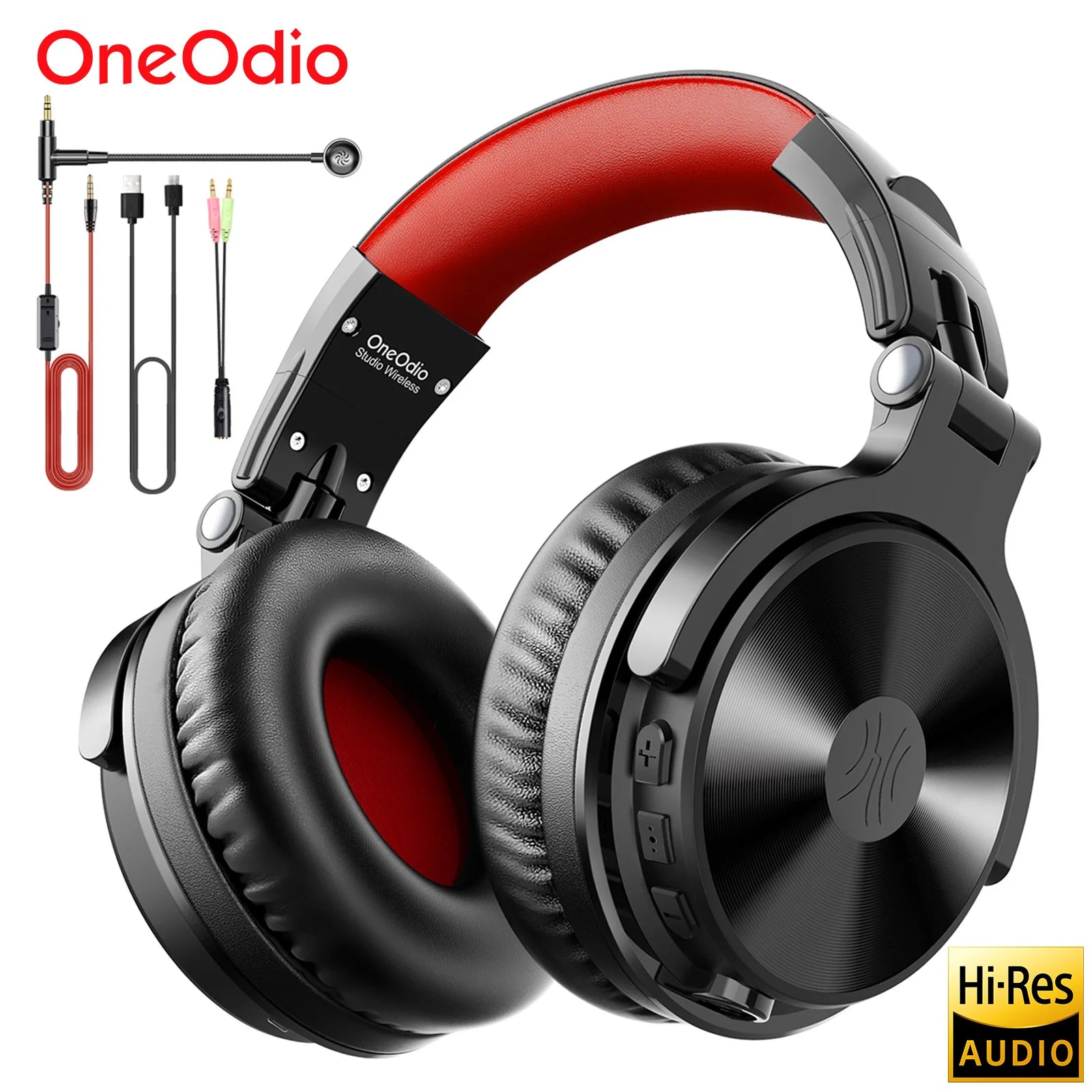ONEODIO Wireless Bluetooth 5.2 Over Ear Gaming Headphones 110Hrs Battery Boom Mic Dual Mode Stereo