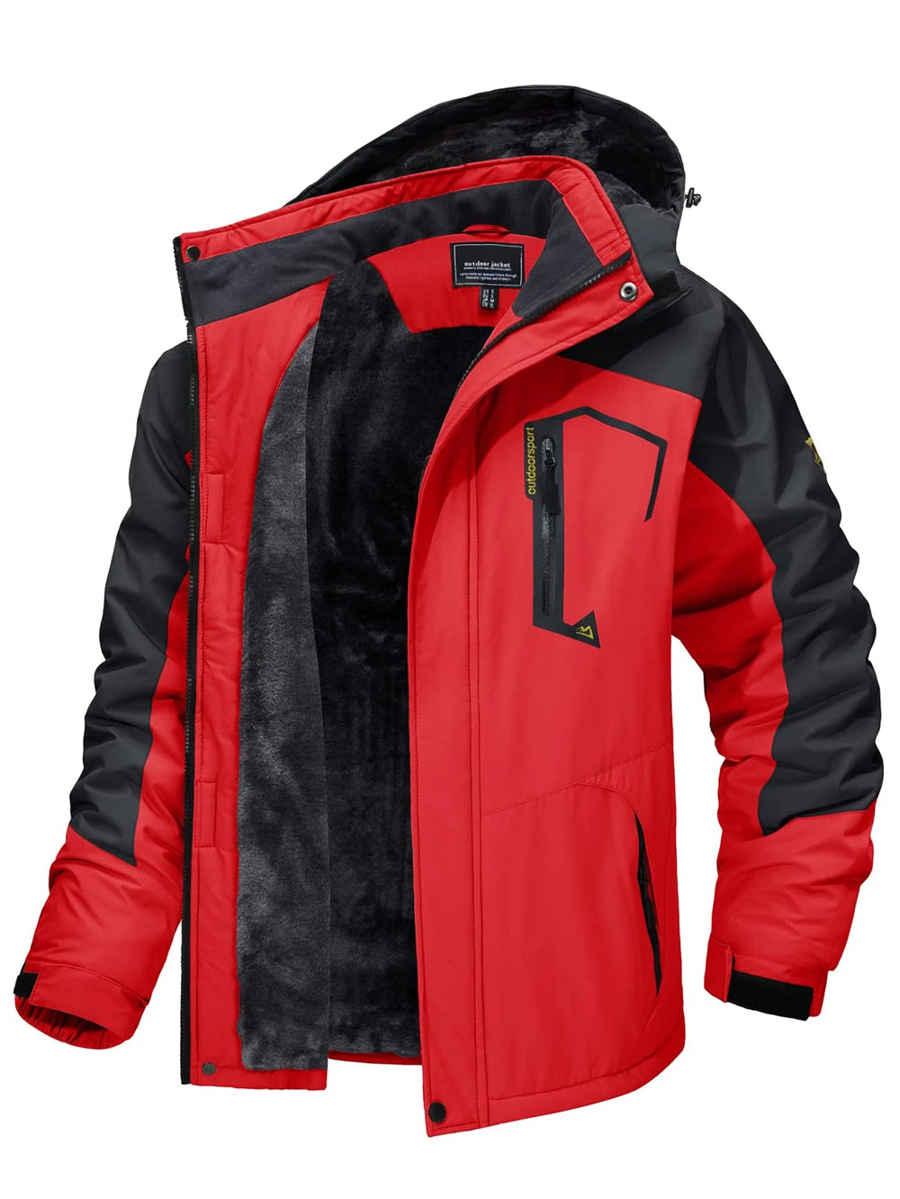 Mens Waterproof Fleece Lined Winter Hiking Jacket Snowboard Ski Coat Removable Hood Outdoor Wear