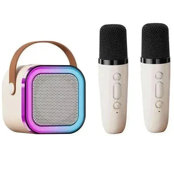 Portable Bluetooth Karaoke Speaker with 2 Wireless Microphones, RGB LED Party Lights & Extra Bass