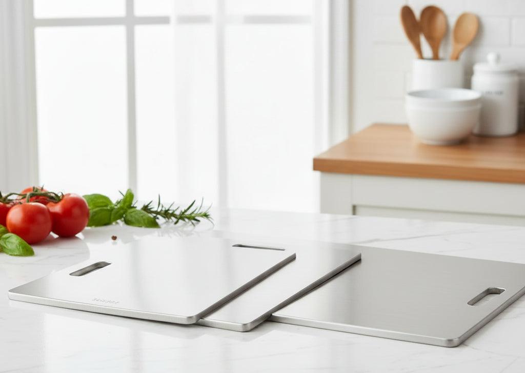 Stainless Steel Chopping Board - Double-Sided Cutting Board for Kitchen, Antibacterial, Eco-Friendly