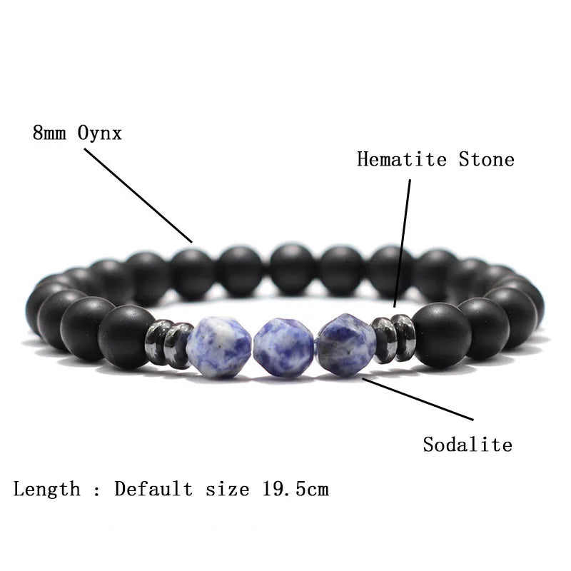FASHION MENS BRACELET ONYX TIGER EYE SODALITE BEADED BRACELET UNISEX TRENDY FASHION ACCESSORY