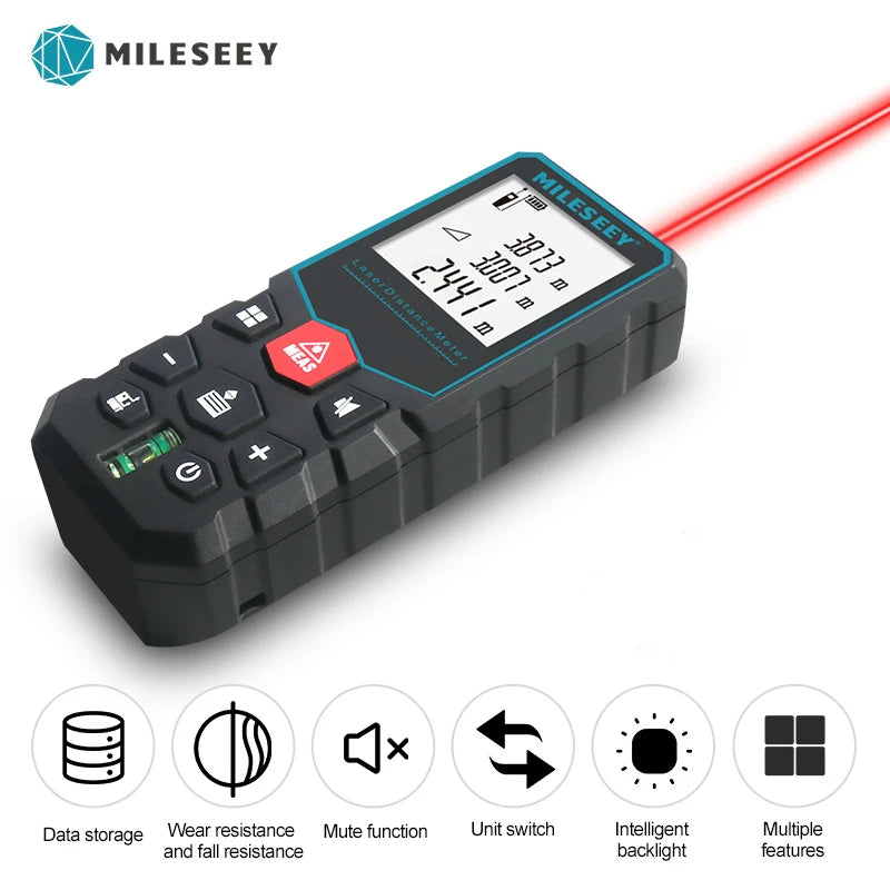 MILESEEY X5 Laser Distance Meter Digital Rangefinder Measuring Tool with Backlit Display