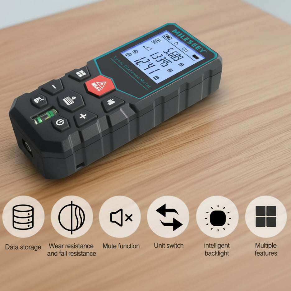 MILESEEY X5 Laser Distance Meter Digital Rangefinder Measuring Tool with Backlit Display