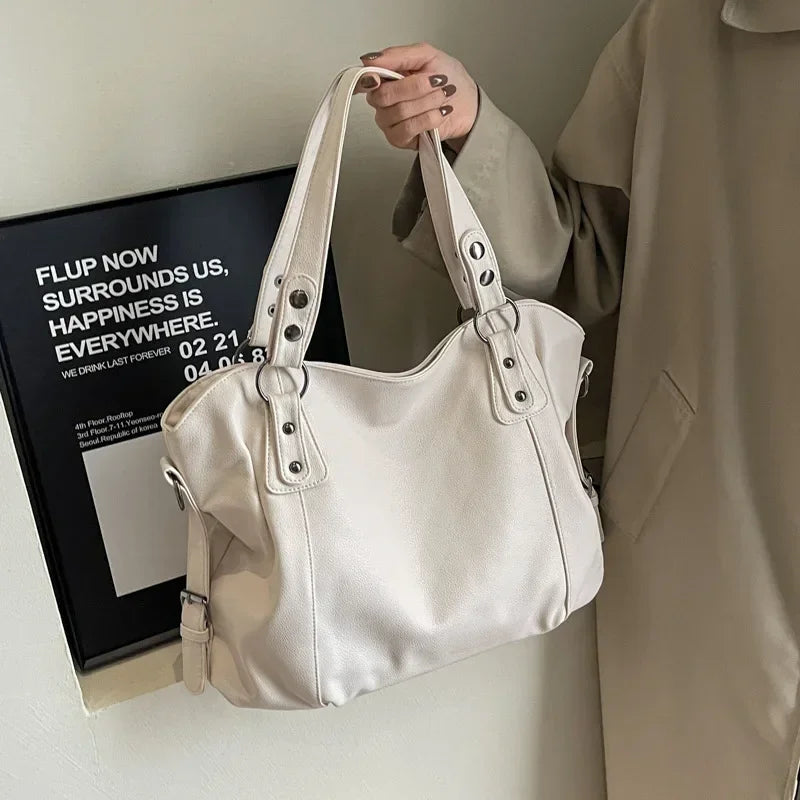 Soft PU Shoulder Bag for Women 2026 Fashion Tote Handbag with Interior Compartments and Zipper