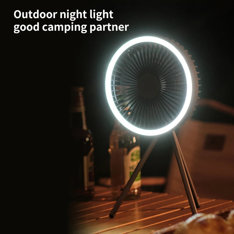 10000mAh Portable Camping Fan with Power Bank, Tripod, Tent Hook, Outdoor Tent Cooling Fan