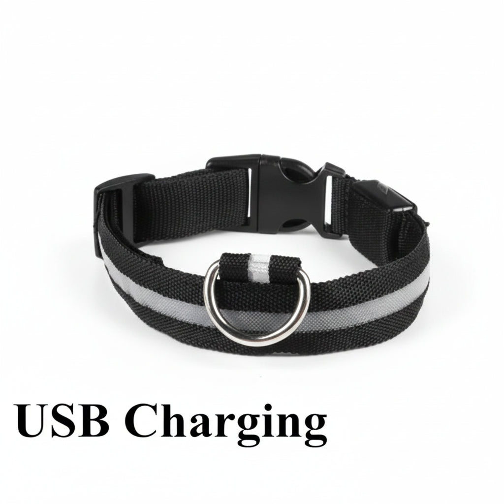 LED GLOWING DOG COLLAR Adjustable Rechargeable Flashing Luminous Night Safety Harness for Dogs