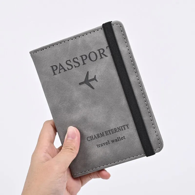 Men PU Leather Passport Wallet Travel Document Holder Card Case for Business & Leisure