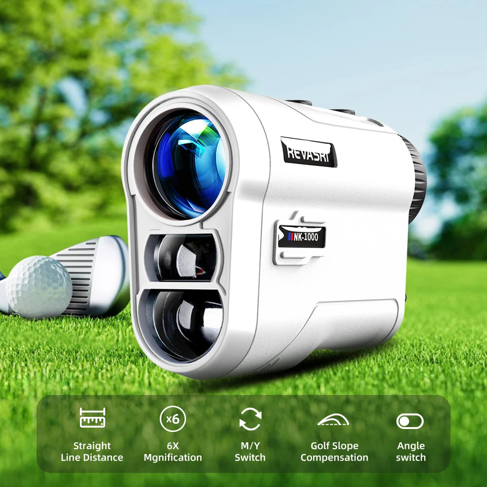 REVASRI Rechargeable Golf Laser Rangefinder 600m / 1000m with Flag Lock Vibration & 6X Magnification