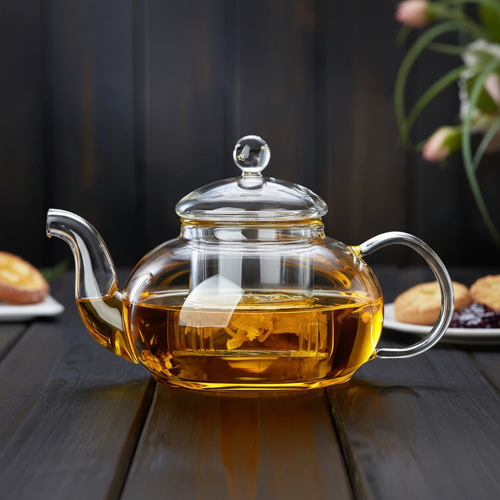 Heat Resistant Borosilicate Glass Teapot with Infuser 400ml to 1000ml Flower Tea Pot Loose Leaf Tea
