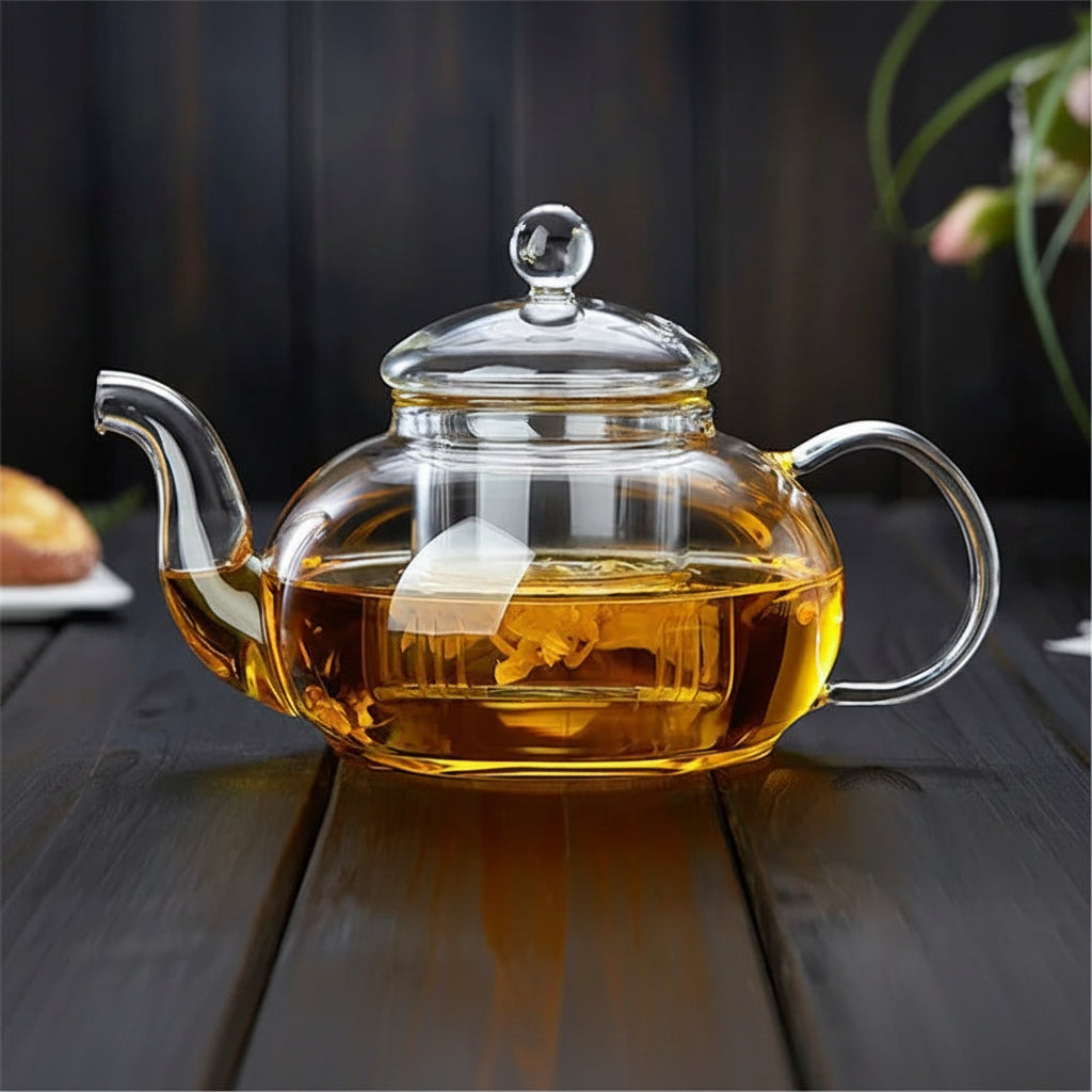 Heat Resistant Borosilicate Glass Teapot with Infuser 400ml to 1000ml Flower Tea Pot Loose Leaf Tea