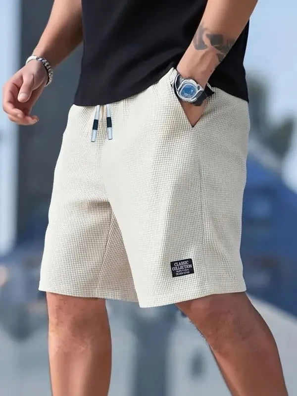 Men’s Breathable Textured Casual Sports Shorts, Summer Beach Wear, Daily Comfort & Active Lifestyle