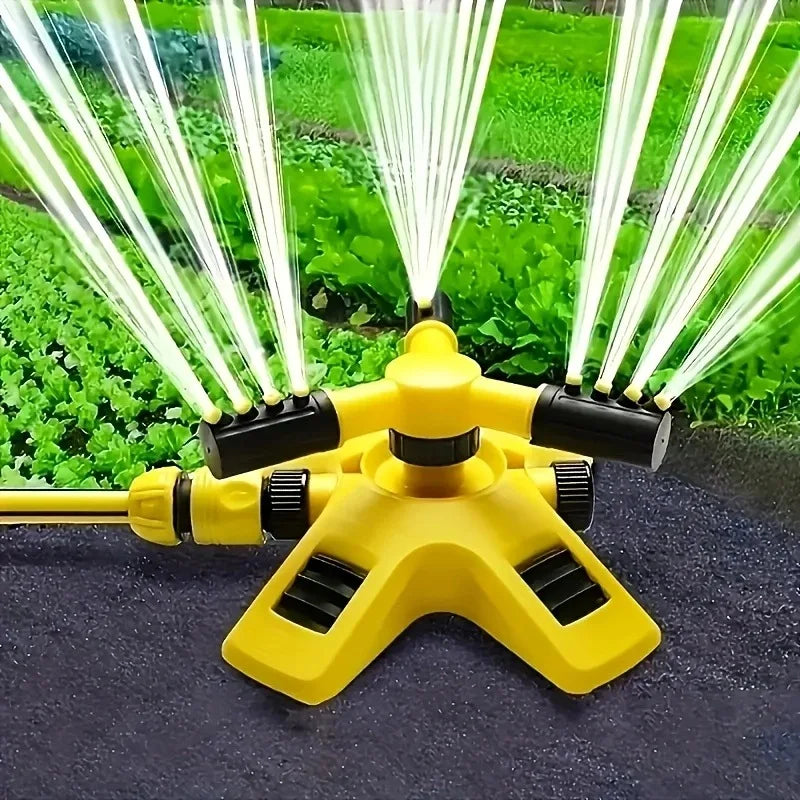 360 Degree Rotating Garden Sprinkler Three Pronged Automatic Watering System for Lawns and Plants