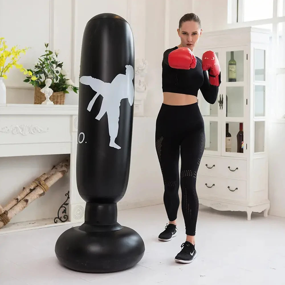 Inflatable Boxing Punching Bag 160cm Free Standing KO Style Martial Arts Training Column
