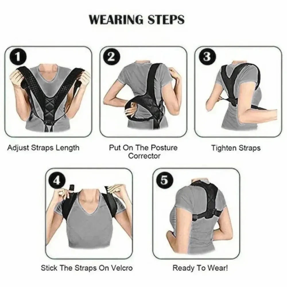 Back Posture Correction Belt Adjustable Unisex Spine Support Brace for Hunchback & Sitting Posture