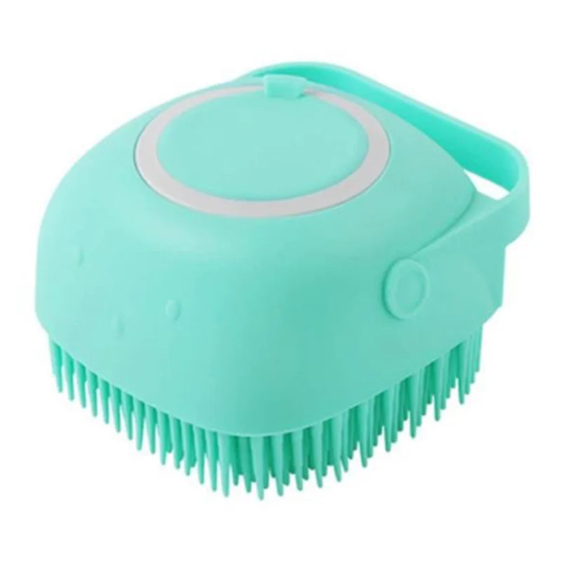 Silicone Pet Bath Brush with Built-In Soap Dispenser – Gentle Grooming for Dogs & Cats