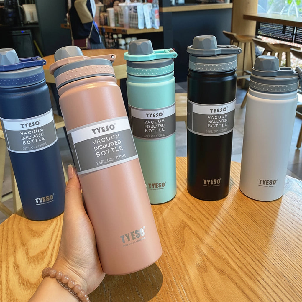 TYESO Stainless Steel Vacuum Thermos Bottle 530ml 750ml Insulated Travel Flask for Coffee