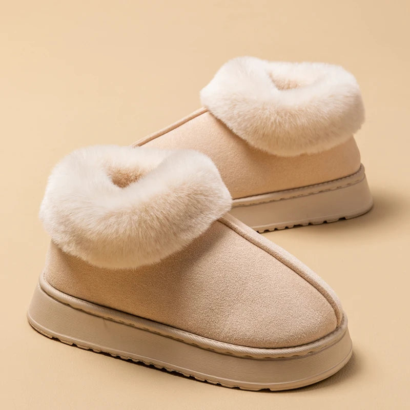 Women's Winter Autumn Non-Slip Indoor Slippers Plush Fleece Lined Warm Cotton House Shoes Comfort