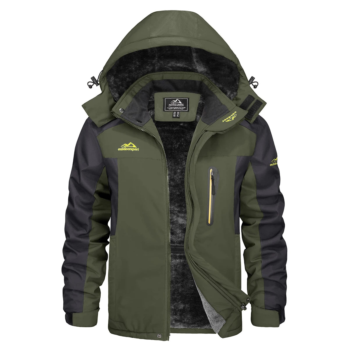 Men's Waterproof Ski Jacket Fleece Lined Winter Coat Hooded Outdoor Snow Windproof Parka Shell