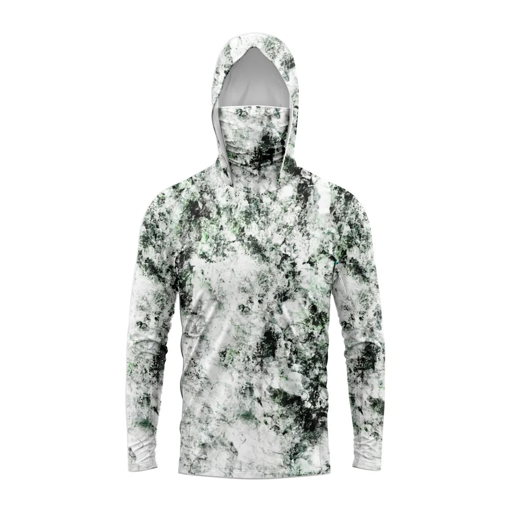 Men’s Hooded Long Sleeve Fishing Shirt UPF 50+ UV Protection Quick Dry Outdoor Apparel