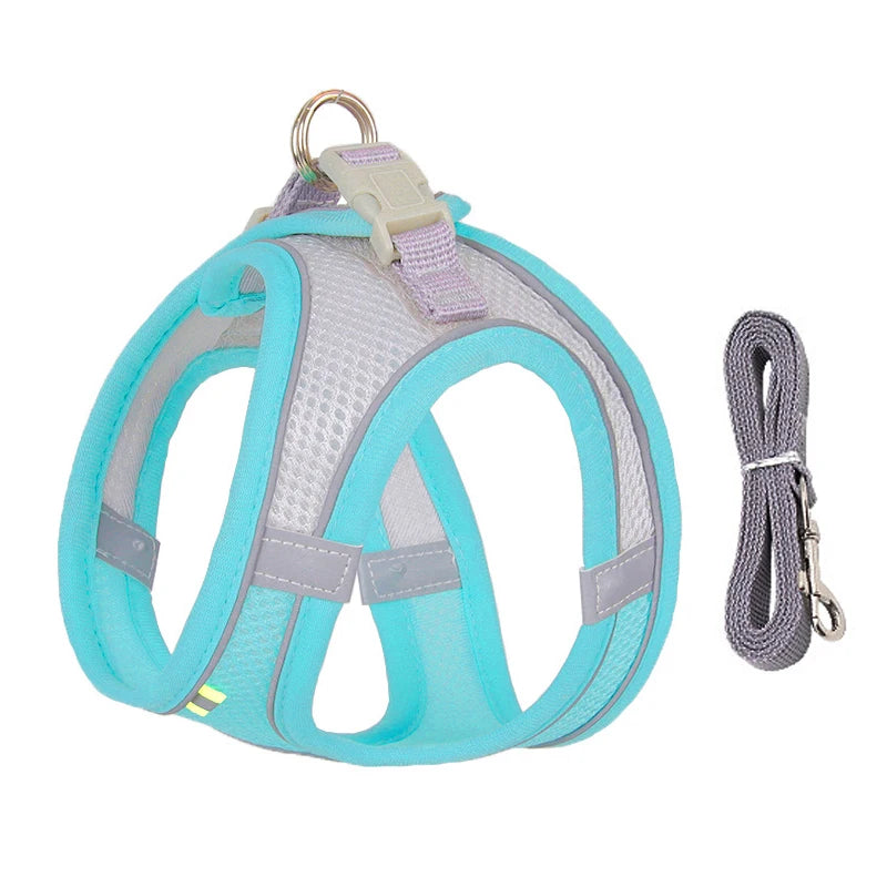 Dog Harness Leash Set for Small Dogs Adjustable Reflective Puppy Harness Vest for Walking