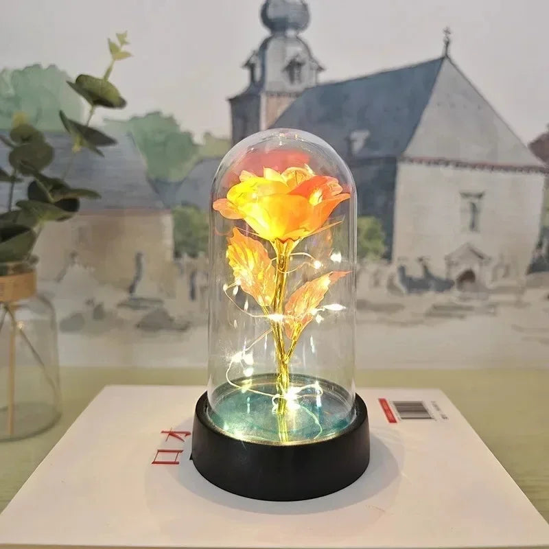 ETERNAL BLOOM Artificial Rose LED Light for Valentine’s Day, Weddings, Home Decor & Romantic Gifts