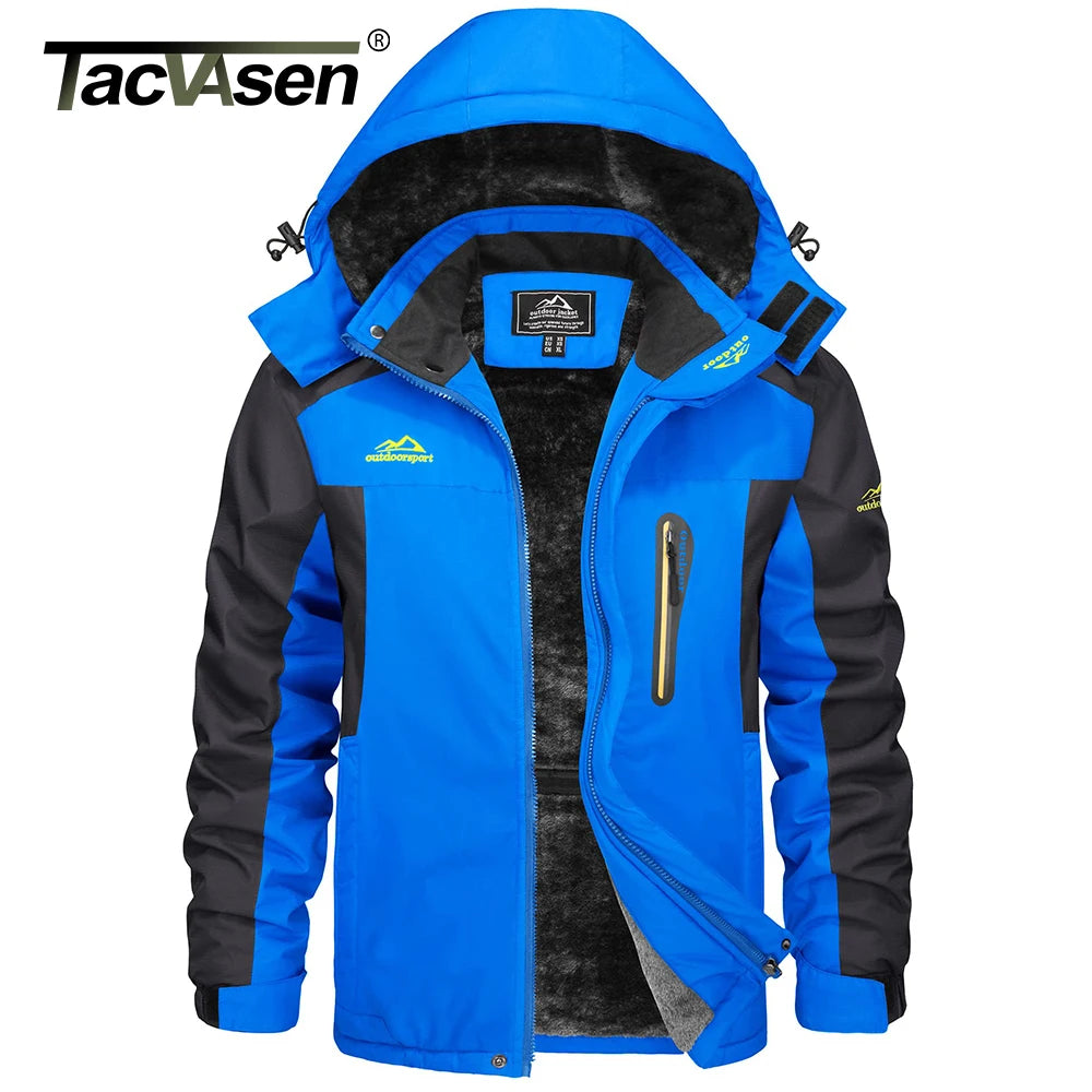 Men's Waterproof Ski Jacket Fleece Lined Winter Coat Hooded Outdoor Snow Windproof Parka Shell