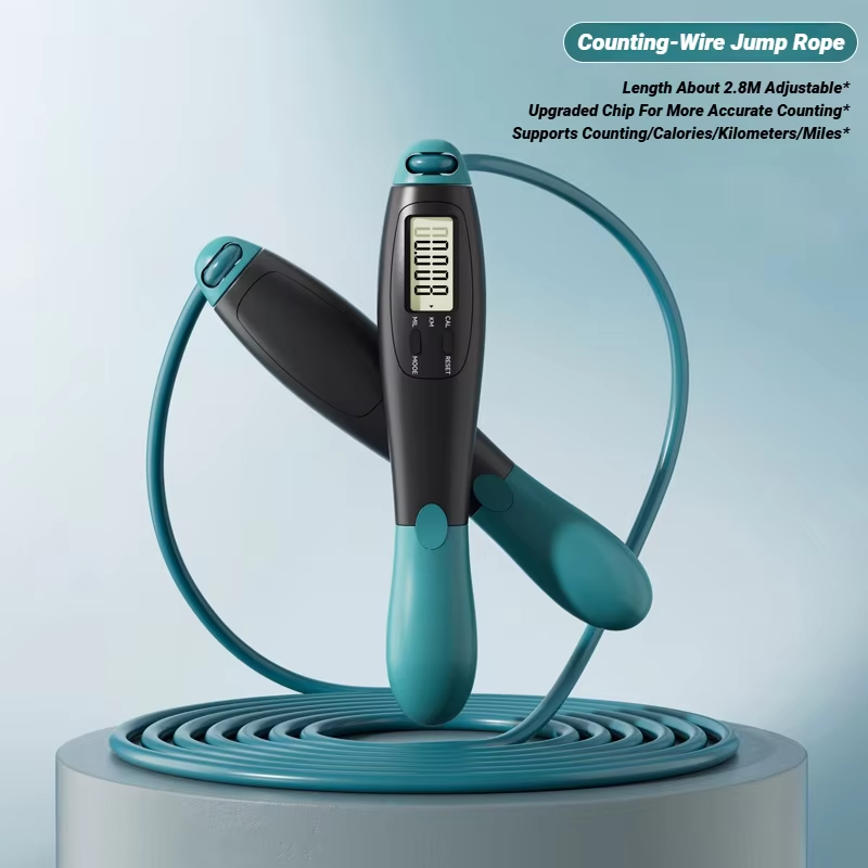 Adjustable Digital Counting Jump Rope Steel Skipping Rope Fitness Cardio Training for Adults